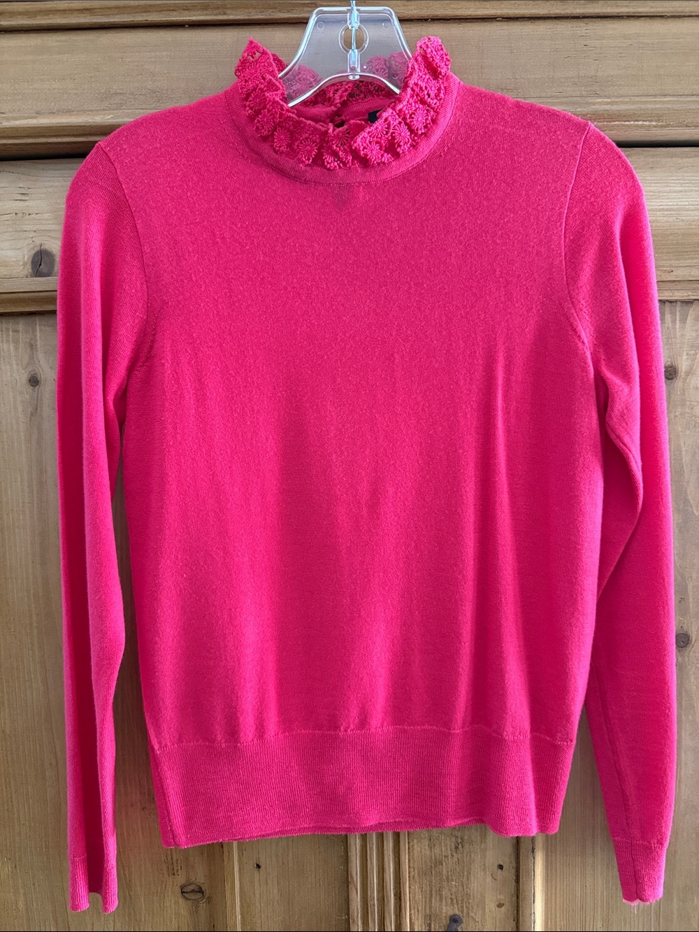 J. Crew Women's Ruffle Turtleneck Sweater - Bright Pink